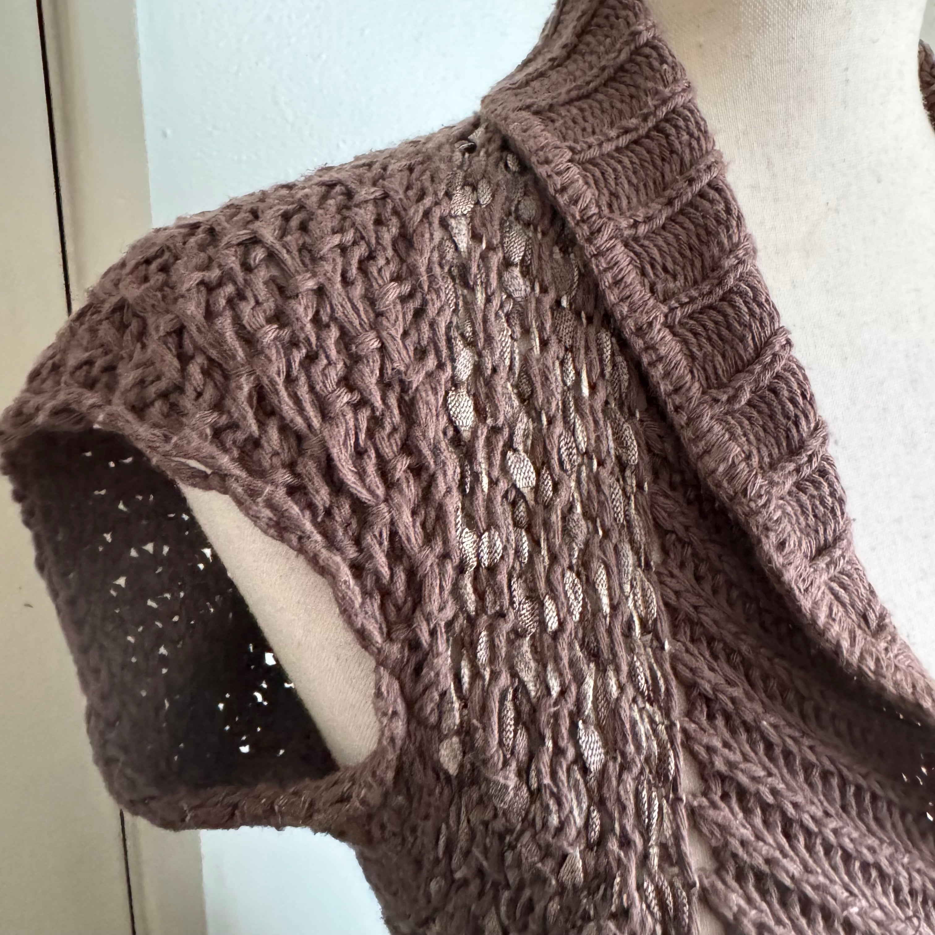Brown Open Knit Shrug Cardigan Sweater