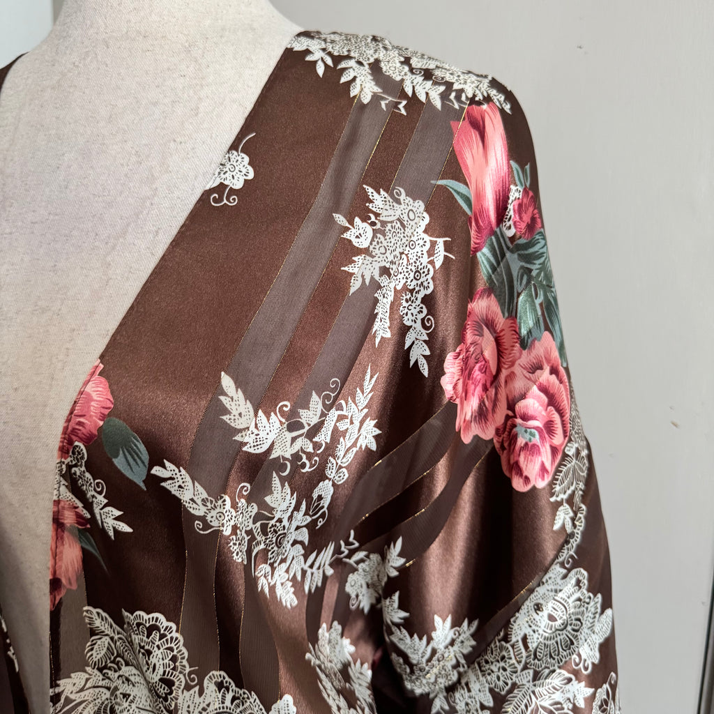 Brown Floral Tie Front Blouse