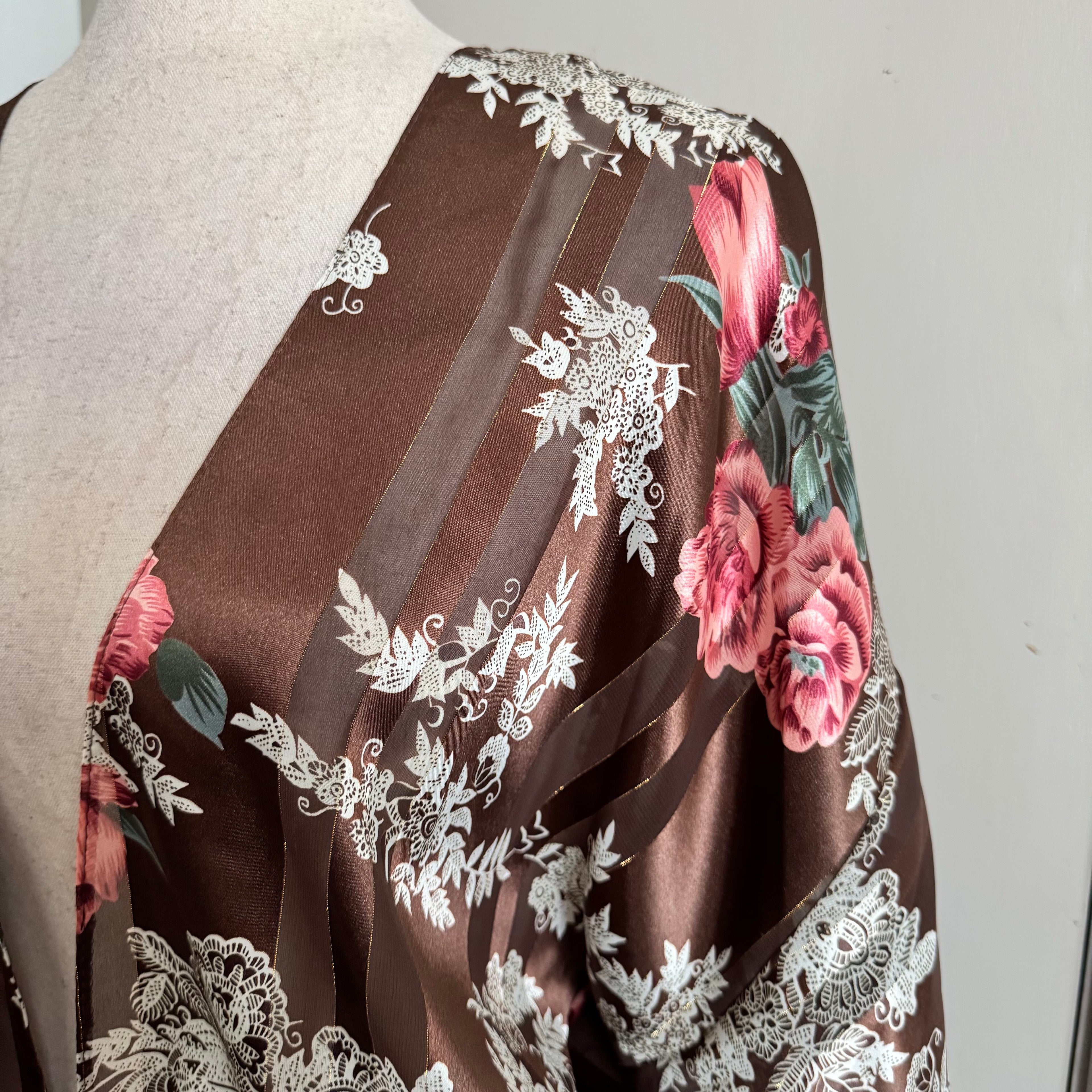 Brown Floral Tie Front Blouse