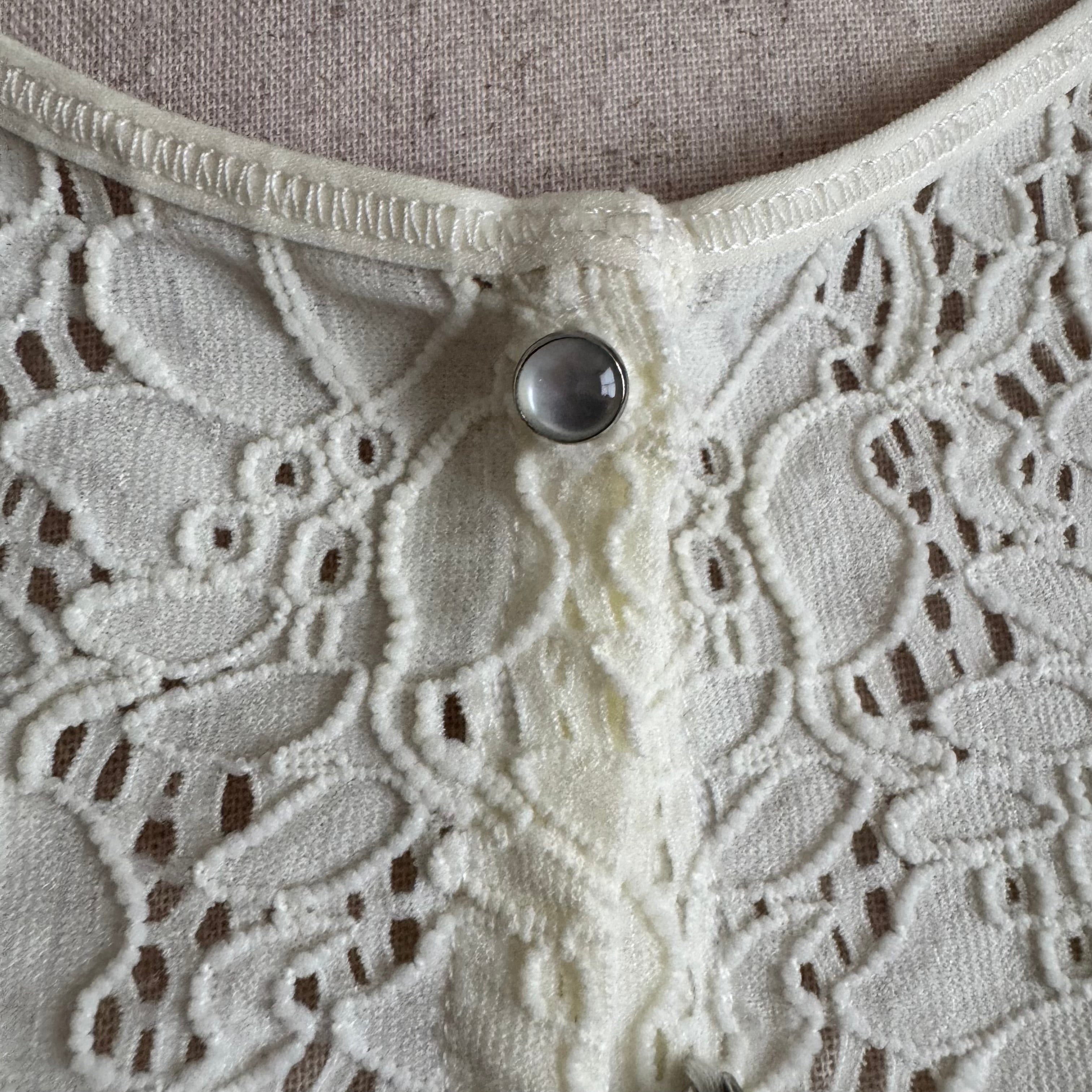 Cream Eyelet Lace Button Up Cardigan