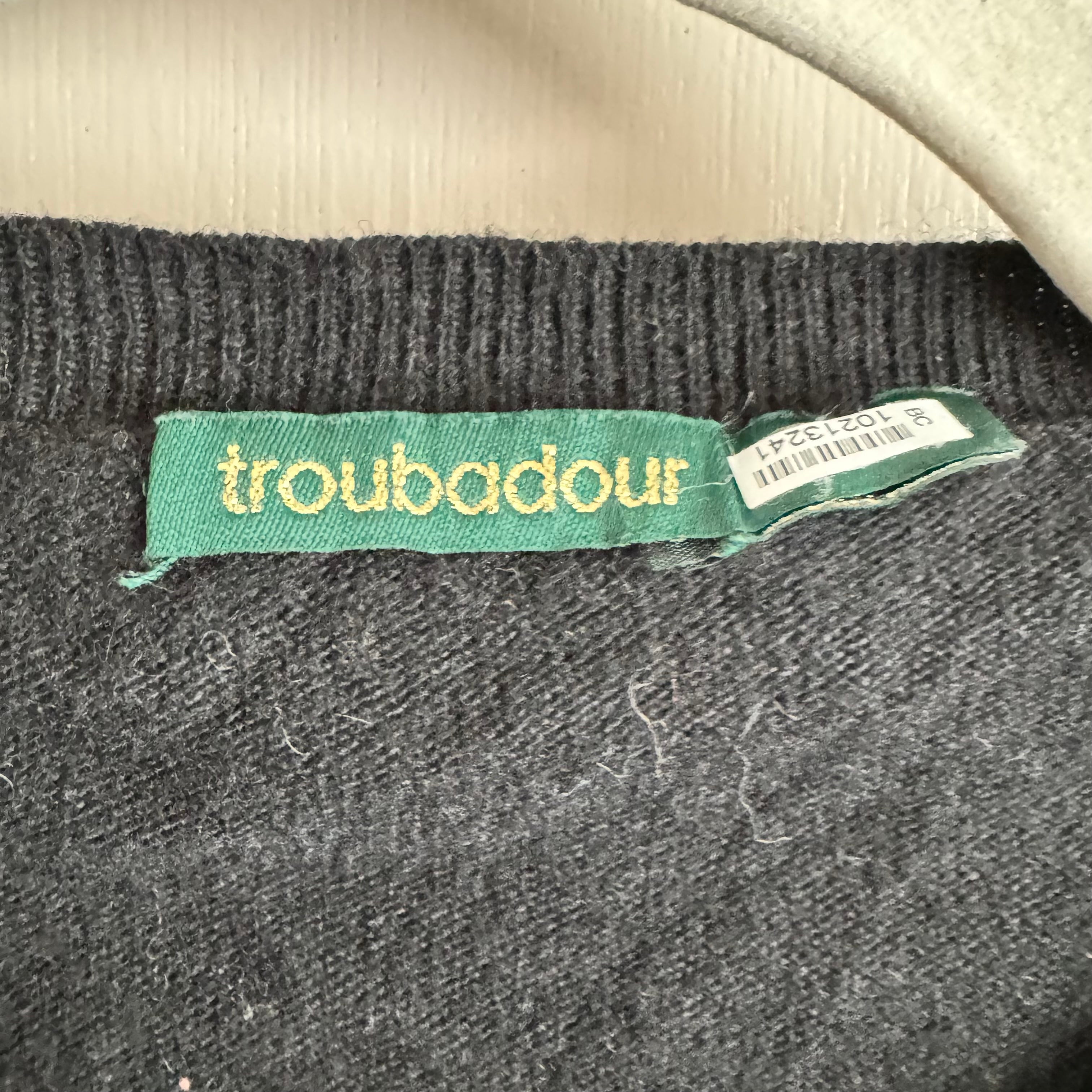 Black Wool Felt Flower Sweater