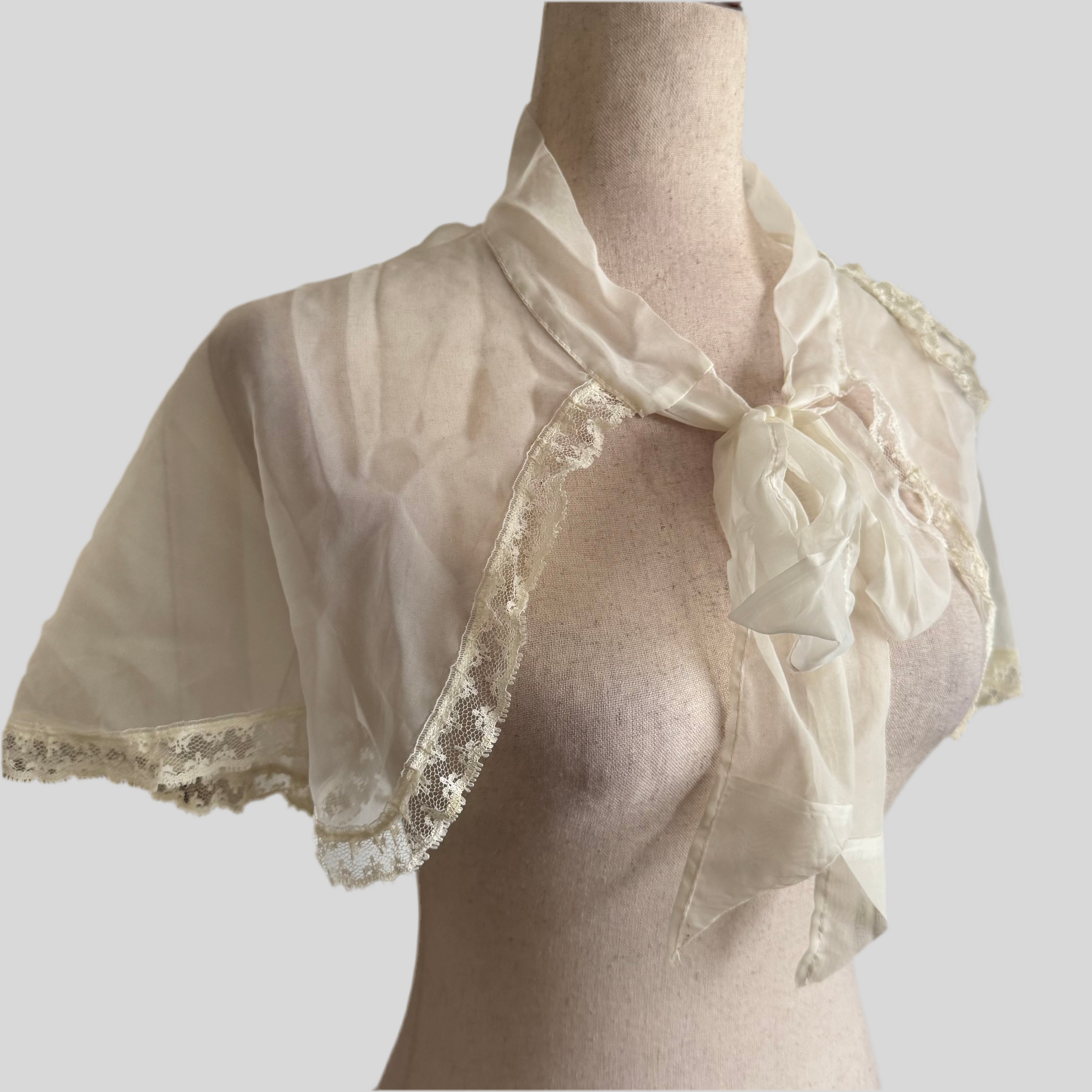 Ivory Sheer Lace Caplet Cape