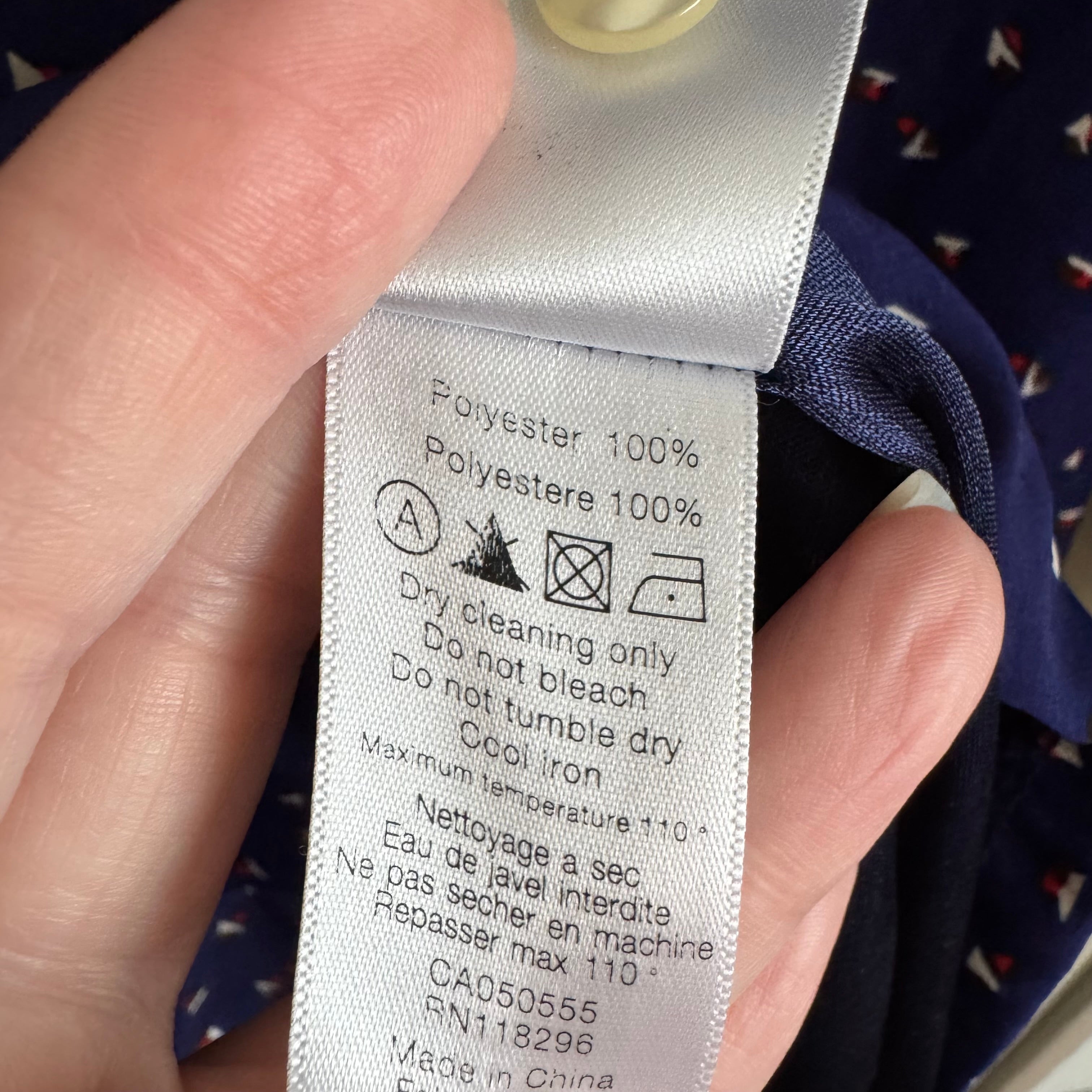 Retro Blue Printed Pointed Collar Dress