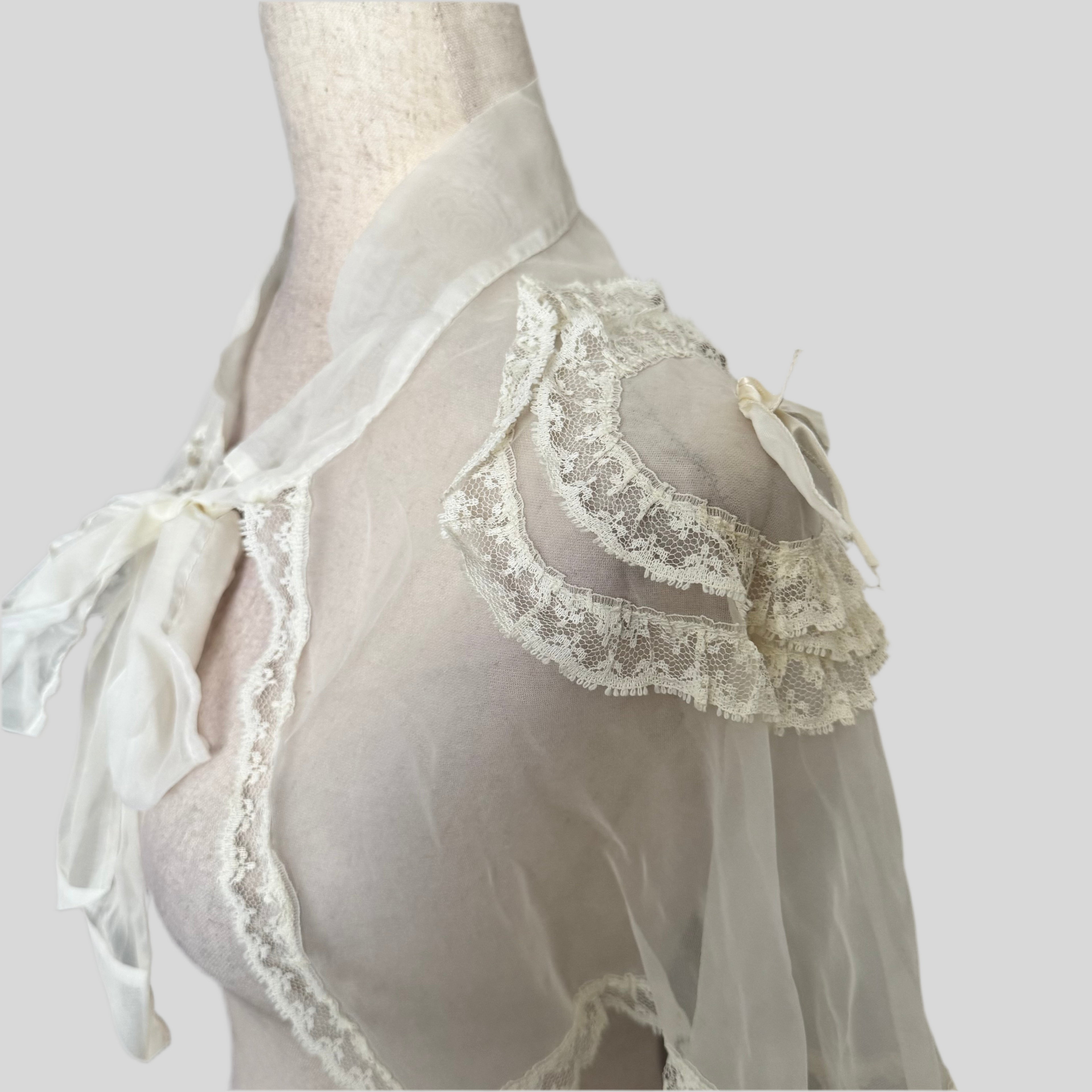 Ivory Sheer Lace Caplet Cape