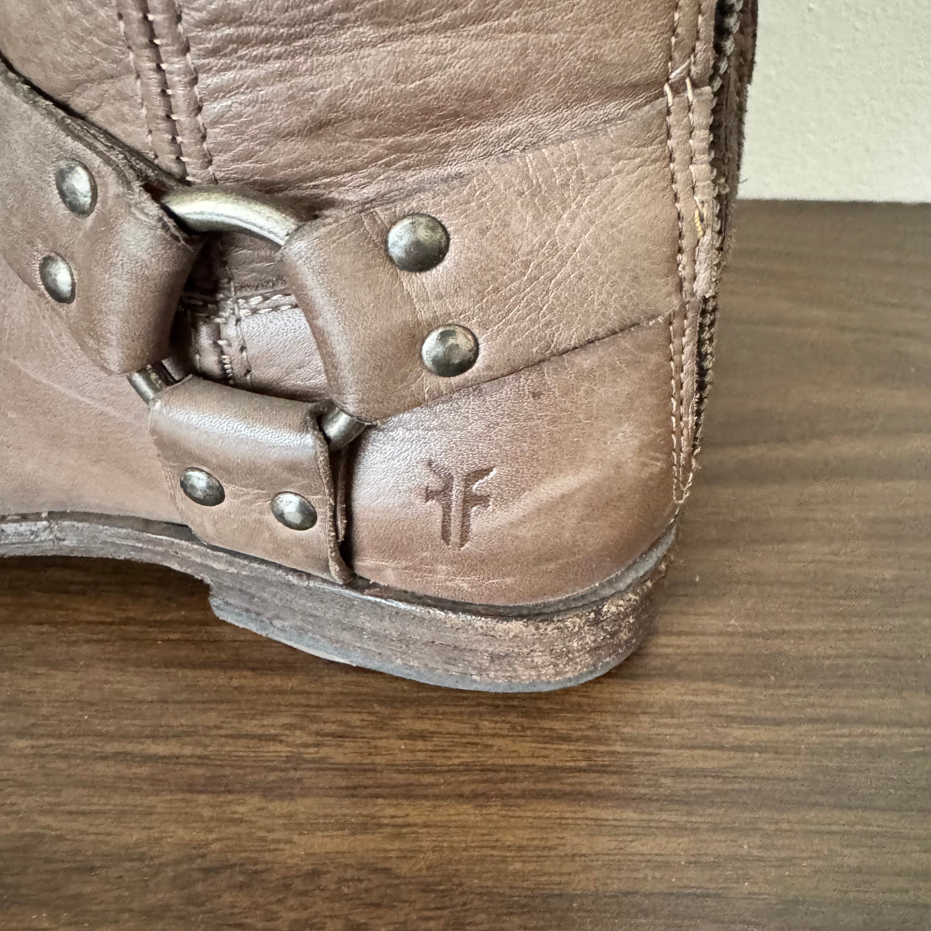 Frye Knee High Harness Taupe Leather Boots