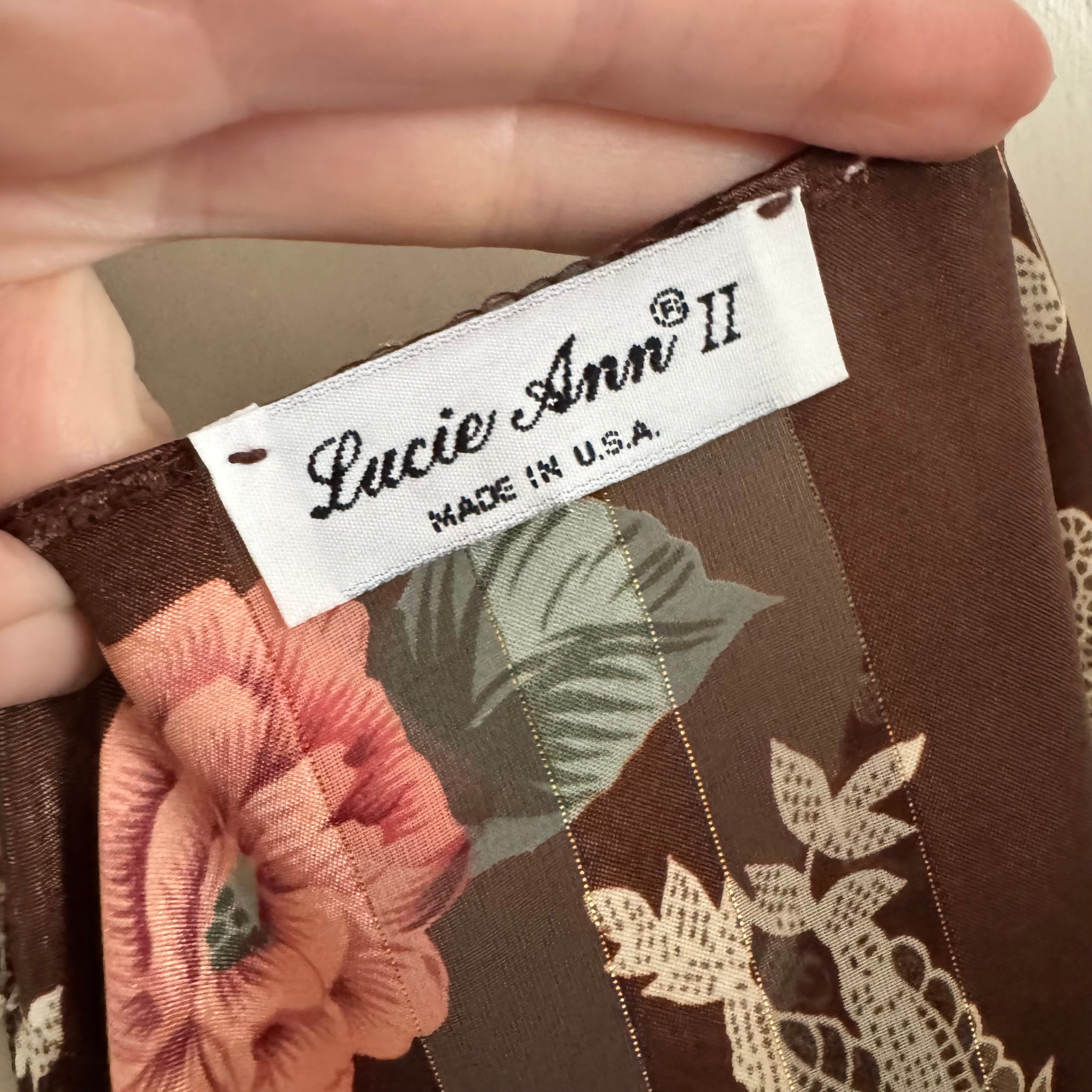 Brown Floral Tie Front Blouse