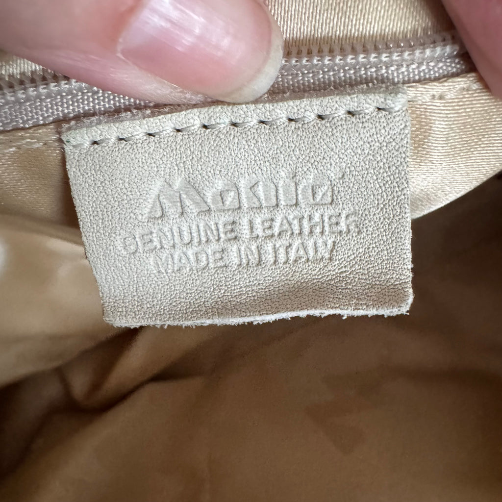 Mania Cream Studded Genuine Italian Leather Hobo Shoulder Bag