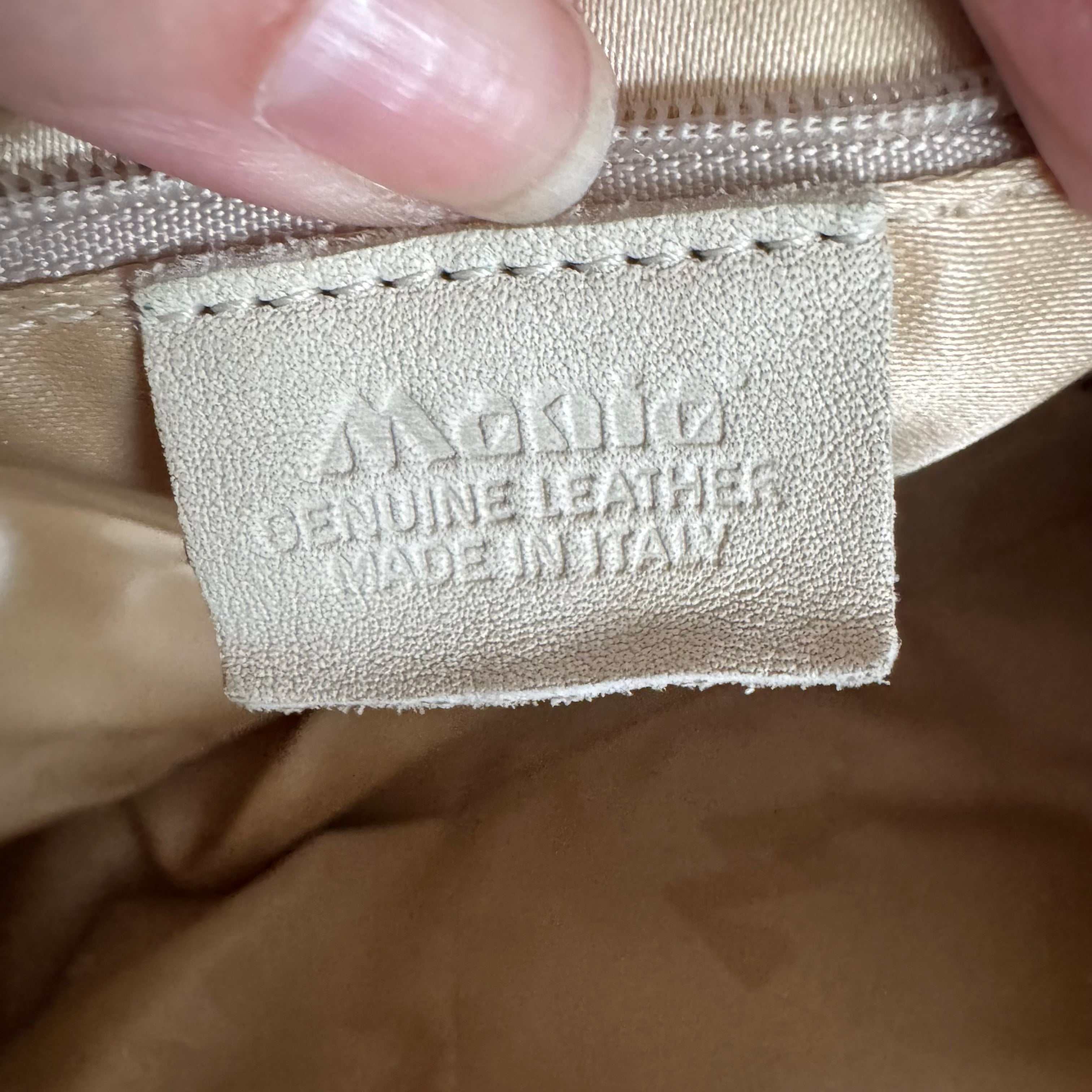 Mania Cream Studded Genuine Italian Leather Hobo Shoulder Bag