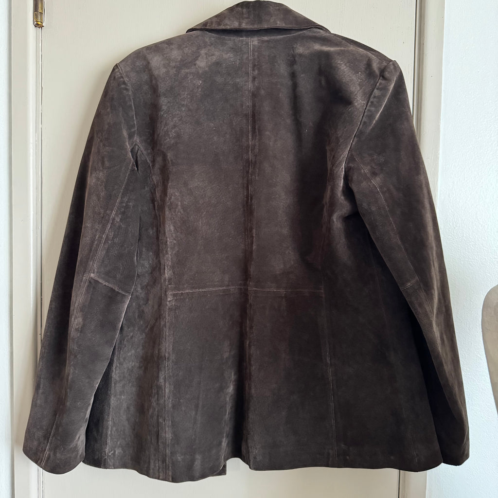 Vintage Chocolate Brown Suede Blazer Jacket