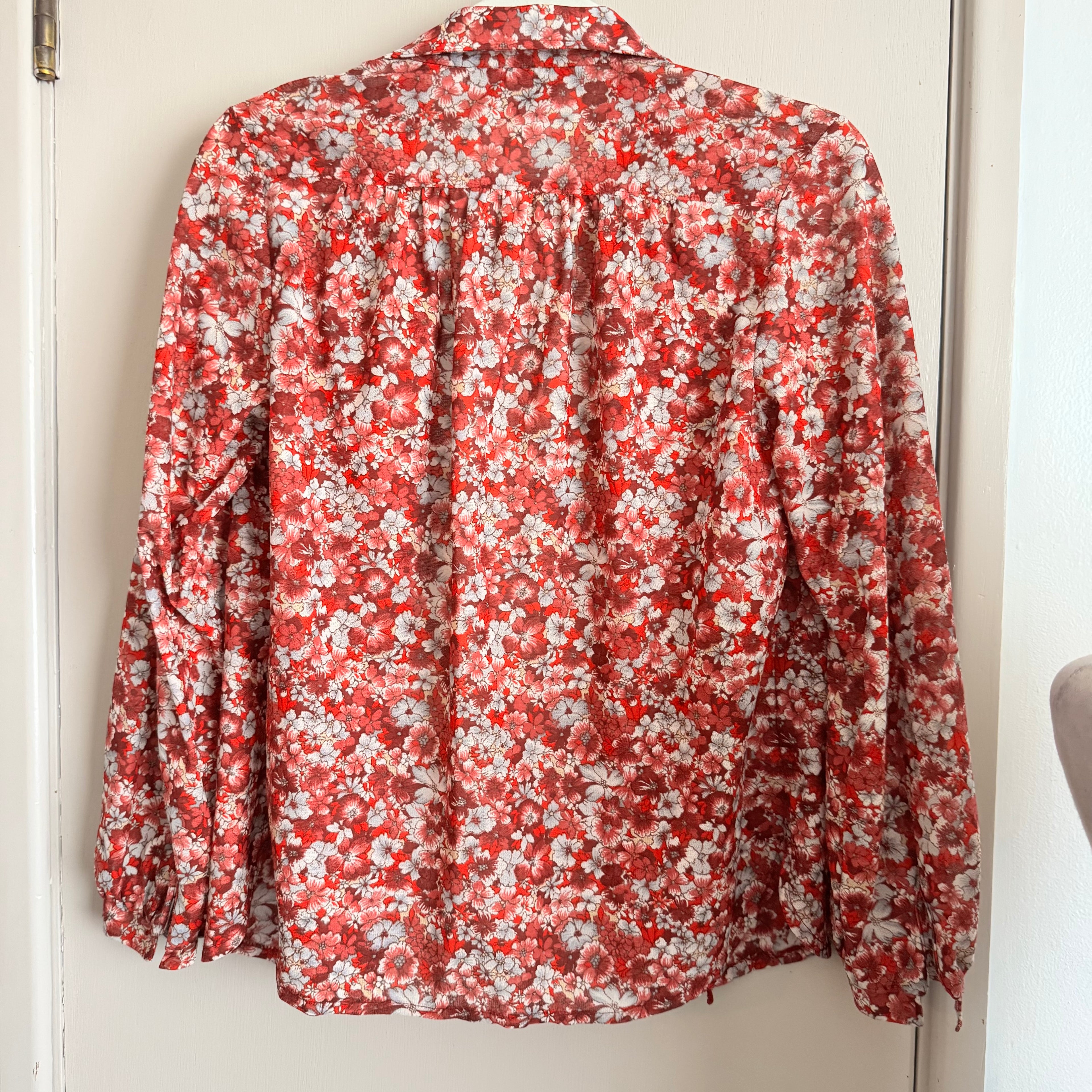 70’s Red Floral Button Up Shirt