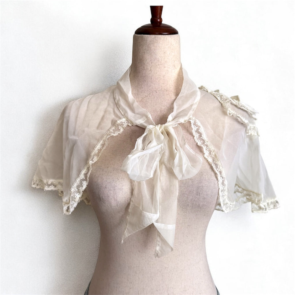 Ivory Sheer Lace Caplet Cape