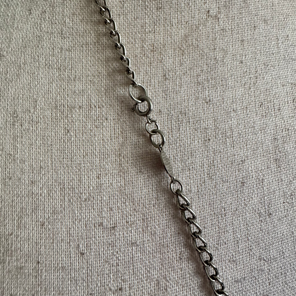 Silver Gemstone Long Pendant Necklace