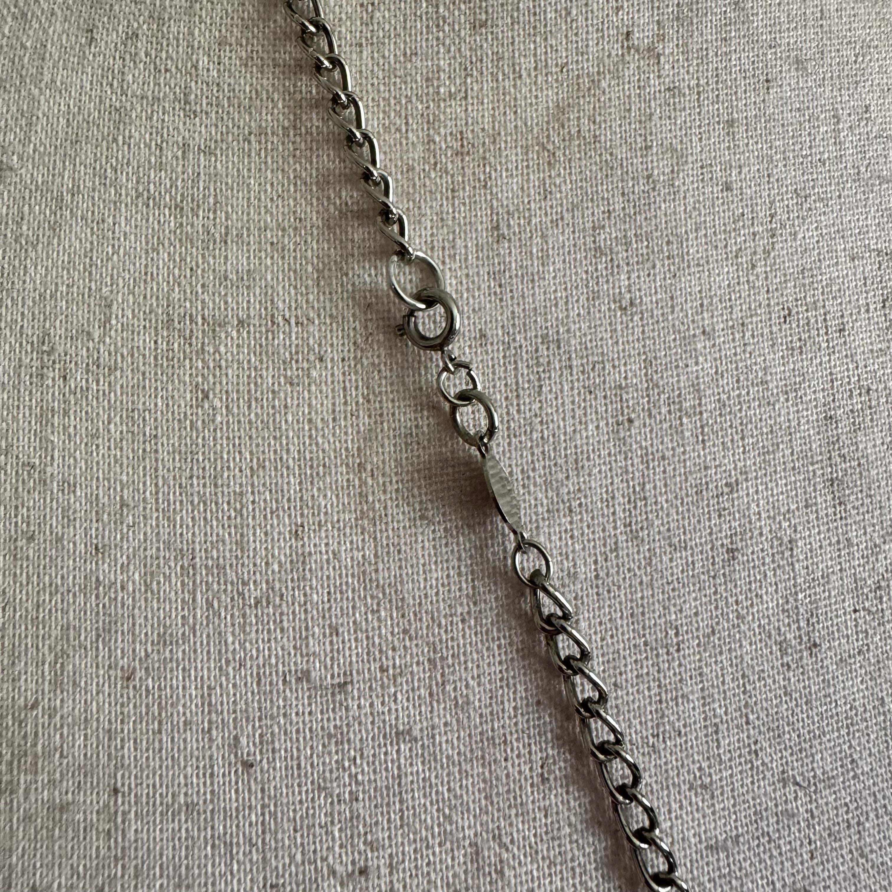 Silver Gemstone Long Pendant Necklace