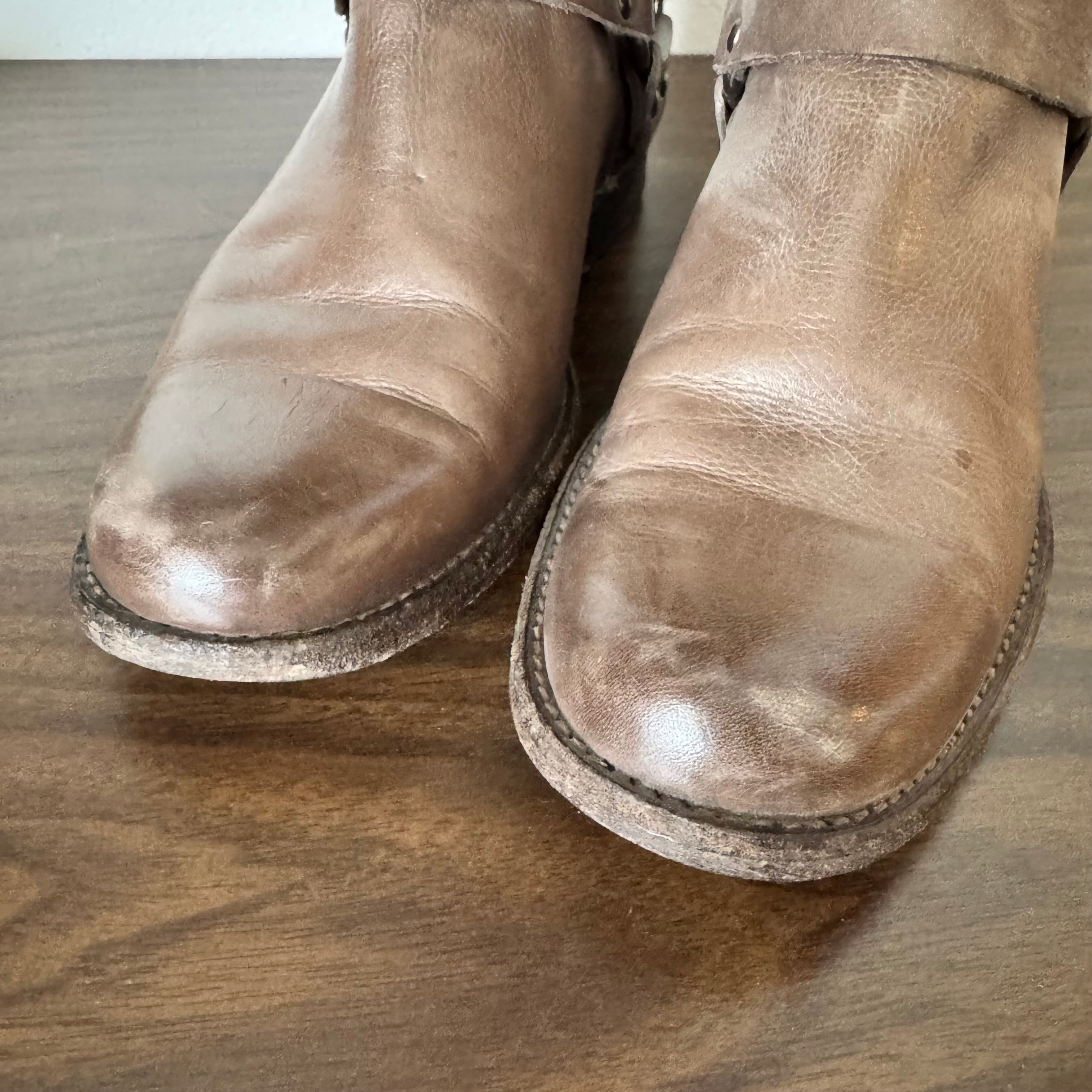 Frye Knee High Harness Taupe Leather Boots