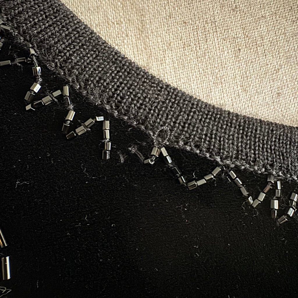 Black Velvet Beaded Cardigan Sweater