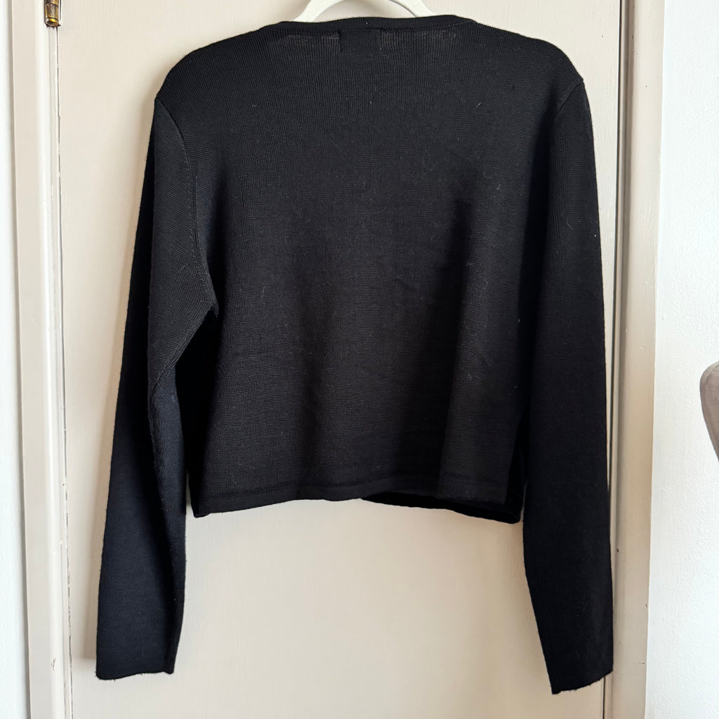 Black Velvet Beaded Cardigan Sweater