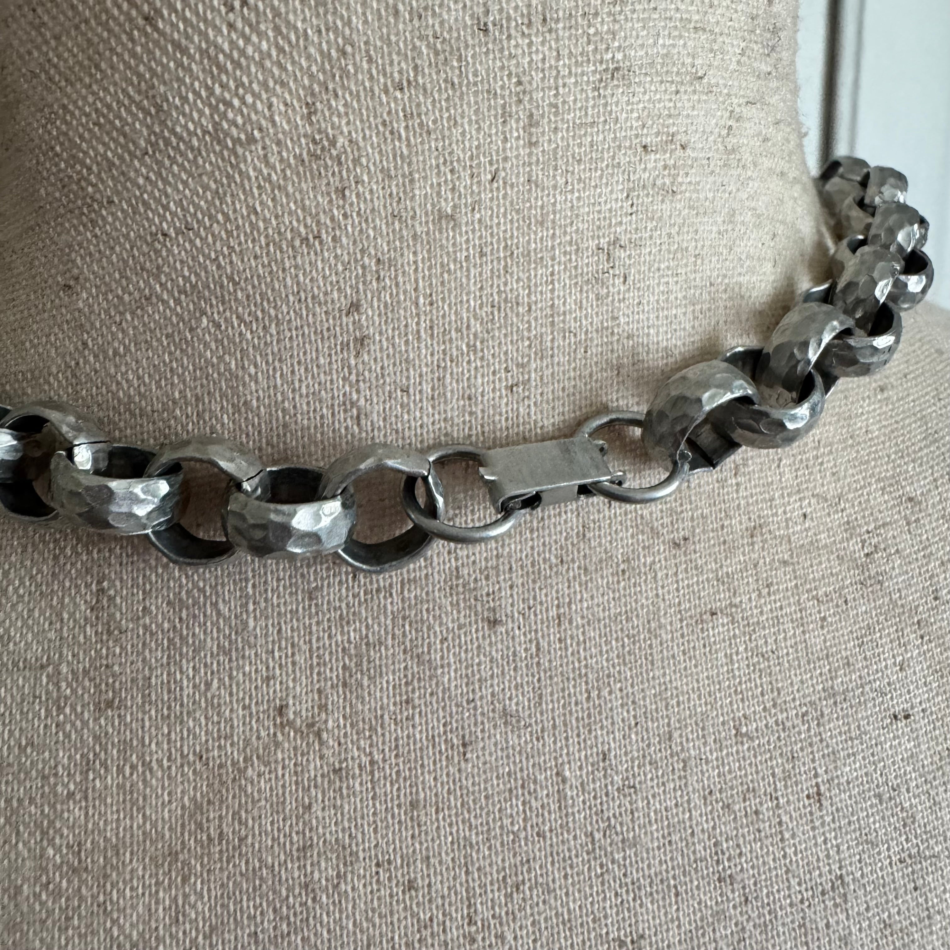 60’s Silver Aluminum Turquoise Western Large Pendant Necklace