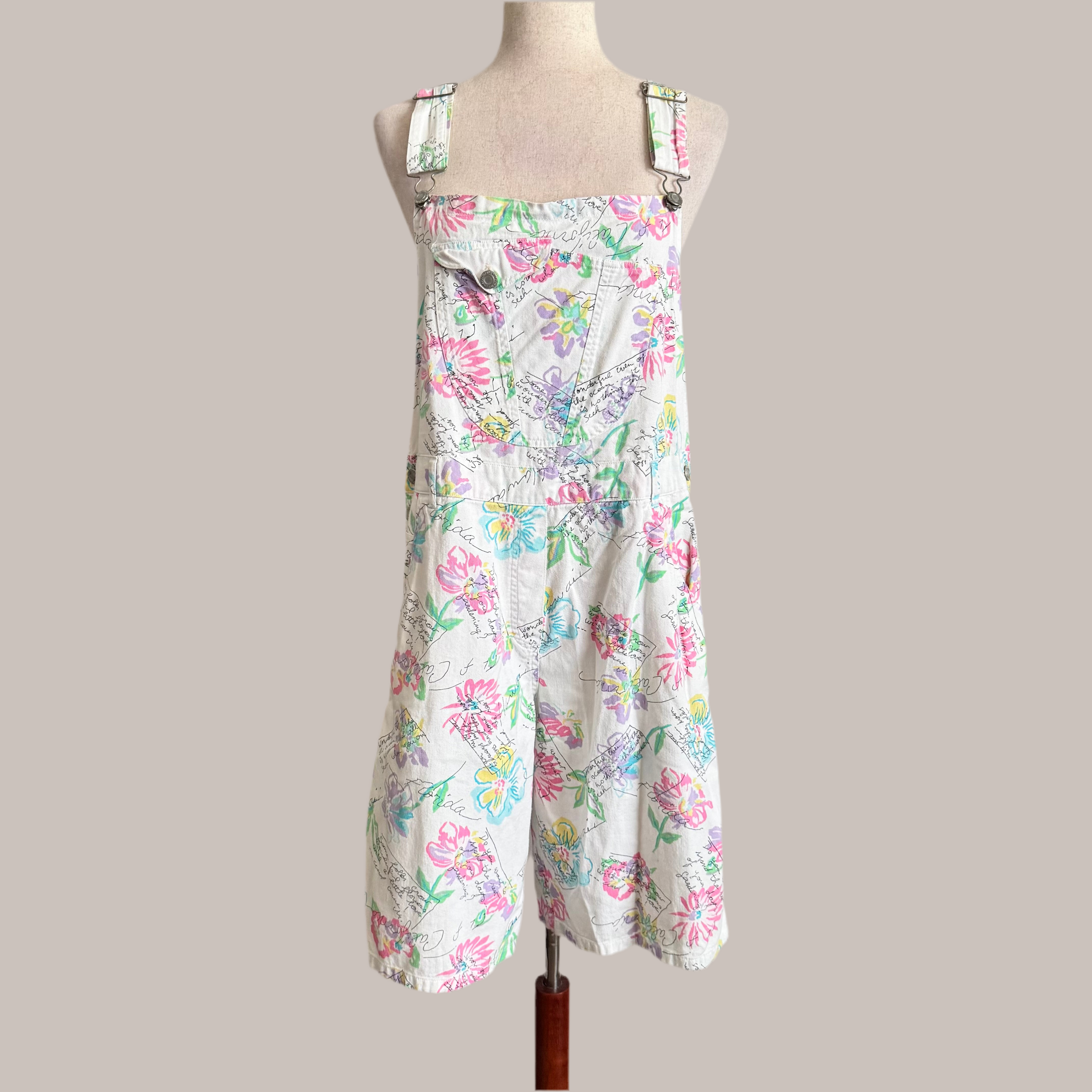 90s Floral Overall Shorts
