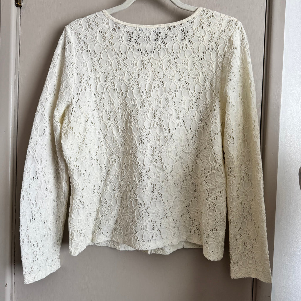 Cream Eyelet Lace Button Up Cardigan