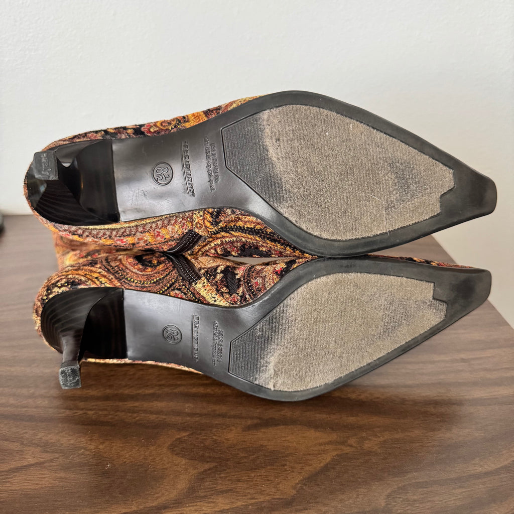 Predictions Brown Paisley Pointed Toe Mid Calf Boots