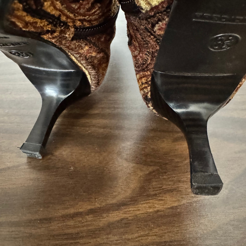 Predictions Brown Paisley Pointed Toe Mid Calf Boots